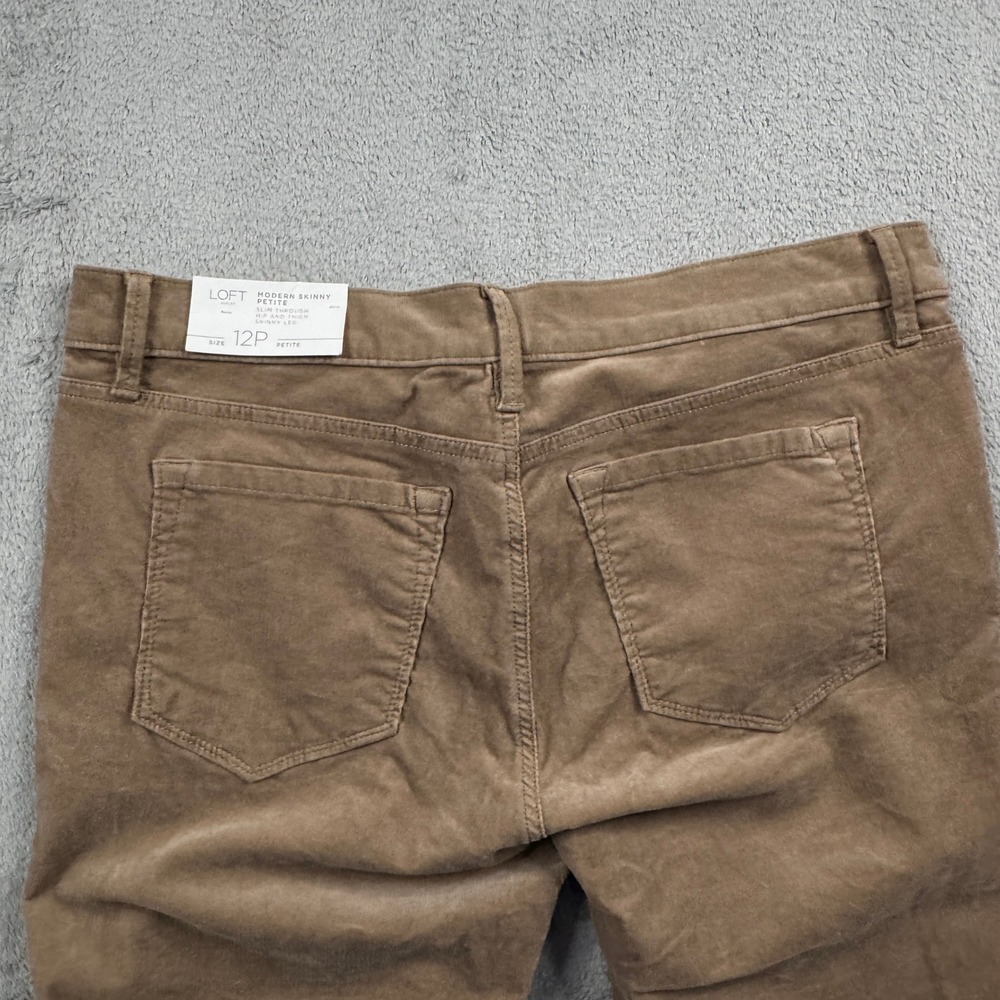 NWT Loft Modern Skinny Micro Corduroy Pants Women 12P Tan Petite‎ Slim Fit - Picture 5 of 11